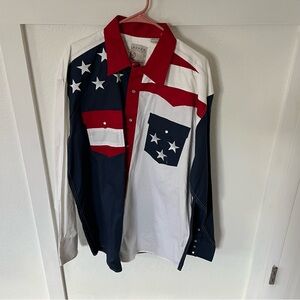 Roper Men's XL American Flag Western Dress Shirt